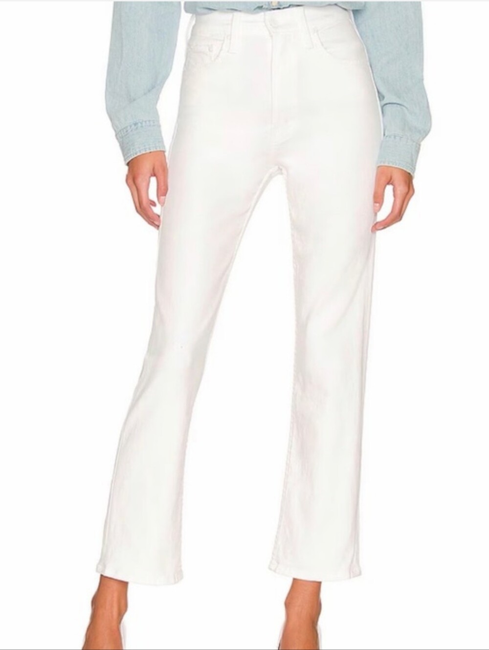 MOTHER High Waisted Rider Ankle White Jeans Fairest of Them All Sz 24